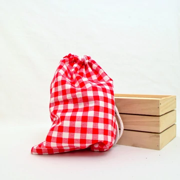 Frissentartó péksütis zsák, Piros kockás