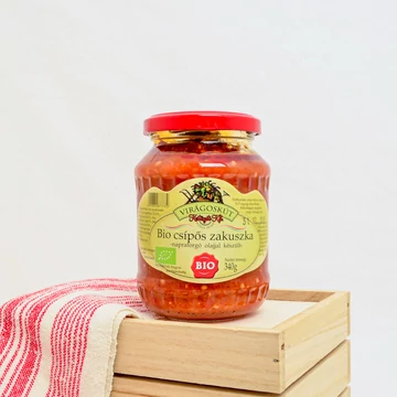 Virágoskút Bio Csípős Zakuszka napraforgó olajjal 340g 