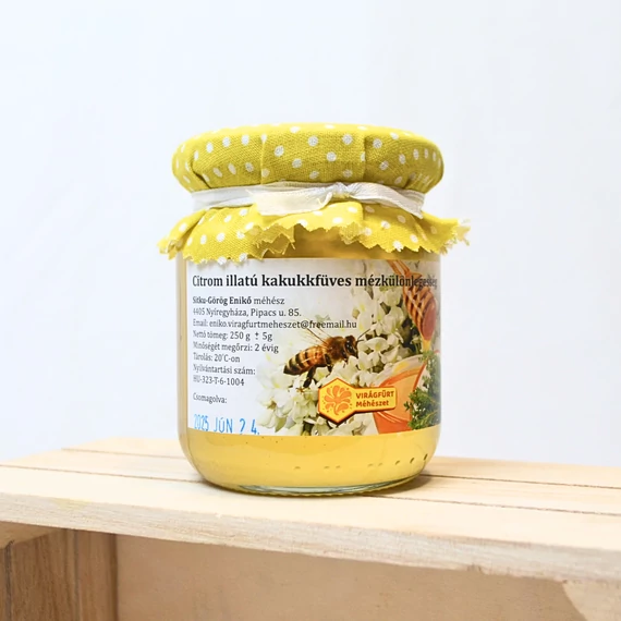 Virágfürt Méhészet Citrom illatú kakukkfű ízesítésű akácméz 250 g